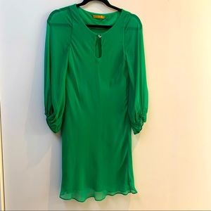 Alice + Olivia silk faux diamond green party dress